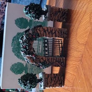 Dept 56 - Village Collection - Stone Corner Posts with Holly Tree and Stone Arch
